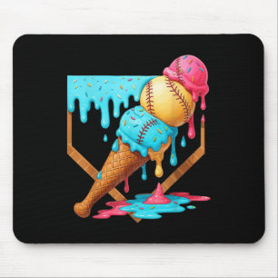 Baseball Ice Cream Dripping Funny Baseball Men Kid Mouse Mat