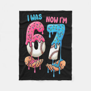 Baseball Ice Cream I Was 6 Now Im 7 Funny 67 Birth Fleece Blanket