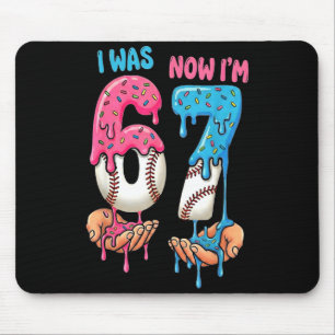 Baseball Ice Cream I Was 6 Now Im 7 Funny 67 Birth Mouse Mat