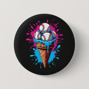 Baseball Ice Cream Watercolor Sports Lover 6 Cm Round Badge