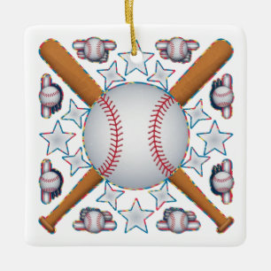 Baseball Icon Collage Ceramic Ornament