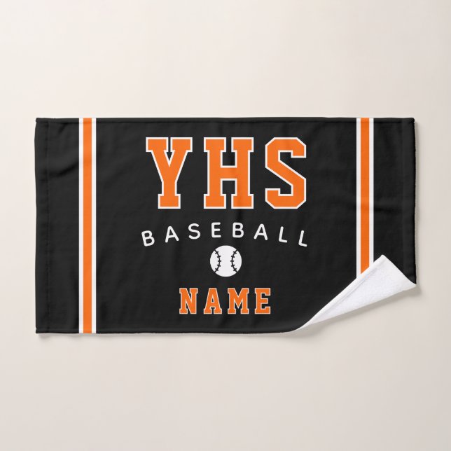 Baseball Icon, Custom Name & School, Team Gift Hand Towel (Hand Towel)