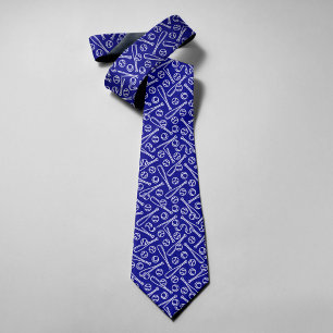 Baseball Icons On Blue Background Father's Day Tie
