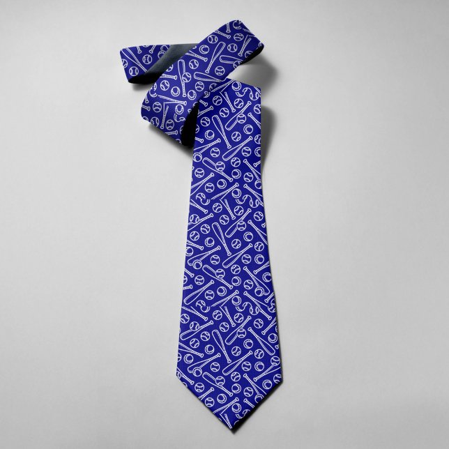 Baseball Icons On Blue Background Father's Day Tie (Creator Uploaded)