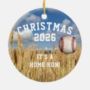 Baseball in Air, On Tree, Personalised Ceramic Tree Decoration