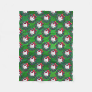 Baseball in Christmas Wreath Pattern Fleece Blanket