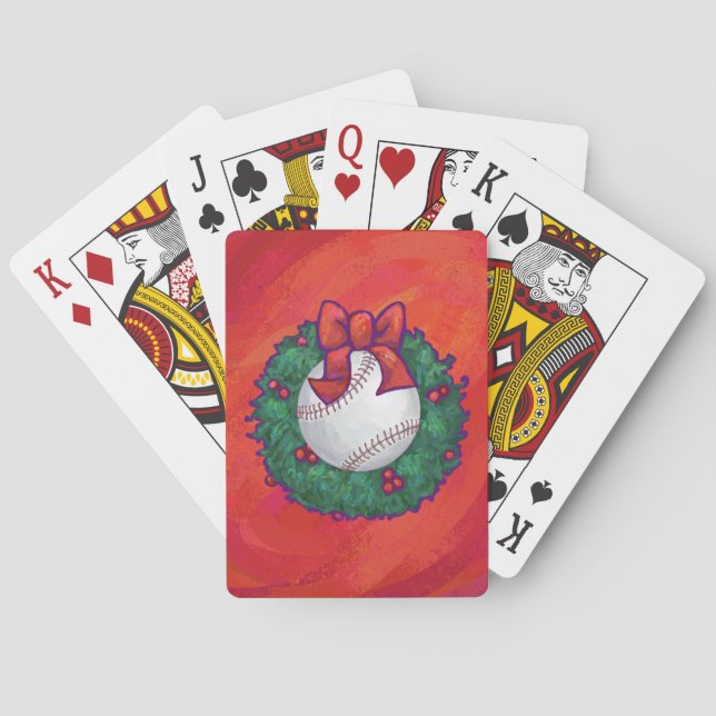 Baseball in Wreath on Red Playing Cards (Back)