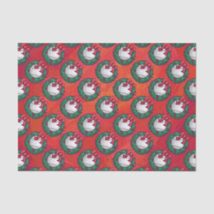 Baseball in Wreath on Red Tissue Paper