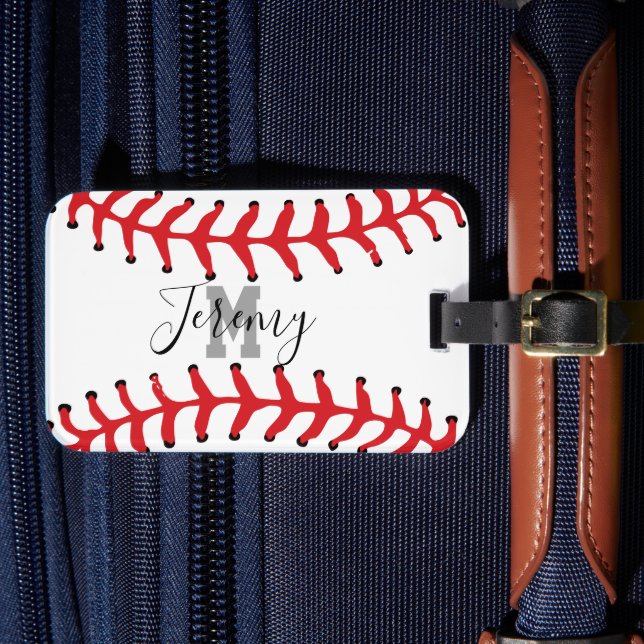 Baseball Initial & Name Luggage Tag (Front Insitu 4)