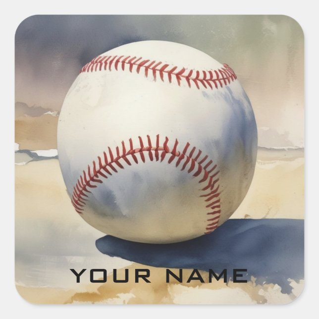 Baseball Inspirational Add Your Name Square Sticker (Front)