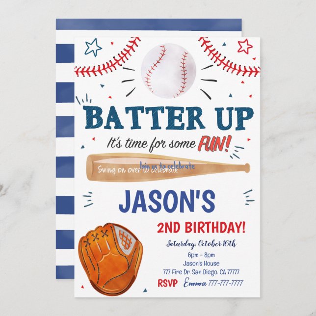 Baseball Invitation  (Front/Back)