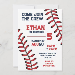 Baseball Invitation Birthday Party Editable RSVP