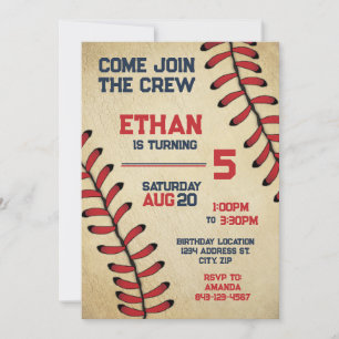 Baseball Invitation Birthday Party Editable RSVP