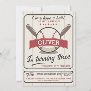 Baseball Invitation for Birthday Party Slugger