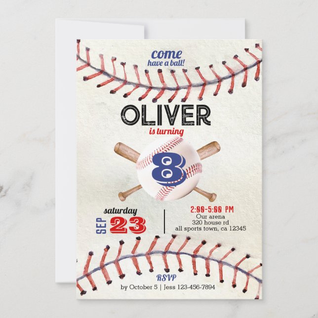 Baseball invitation, rookie of the year invitation (Front)