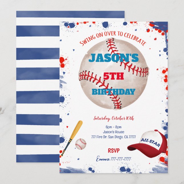 Baseball Invitations  (Front/Back)