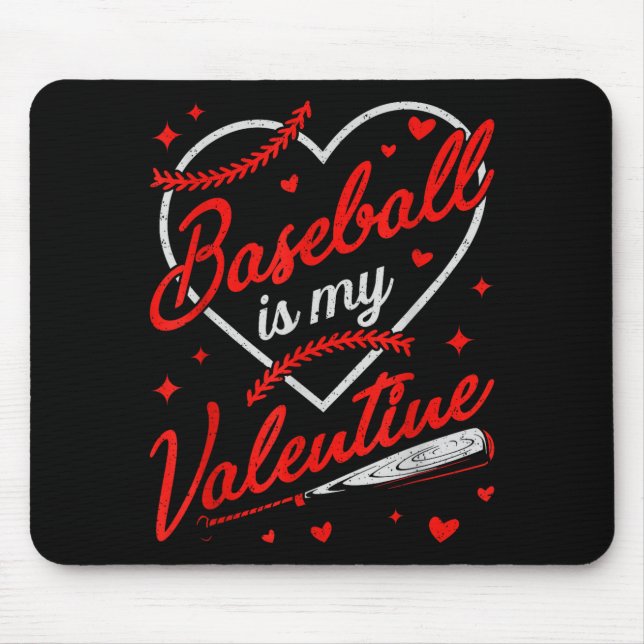 Baseball Is My Valentine Coach Player Lovers Cool  Mouse Mat (Front)