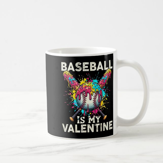 Baseball Is My Valentine Ice Cream Drip Crossed Ba Coffee Mug (Right)