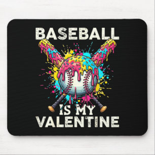 Baseball Is My Valentine Ice Cream Drip Crossed Ba Mouse Mat