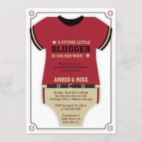 Baseball Jersey Baby Shower Invitation, Red, Black