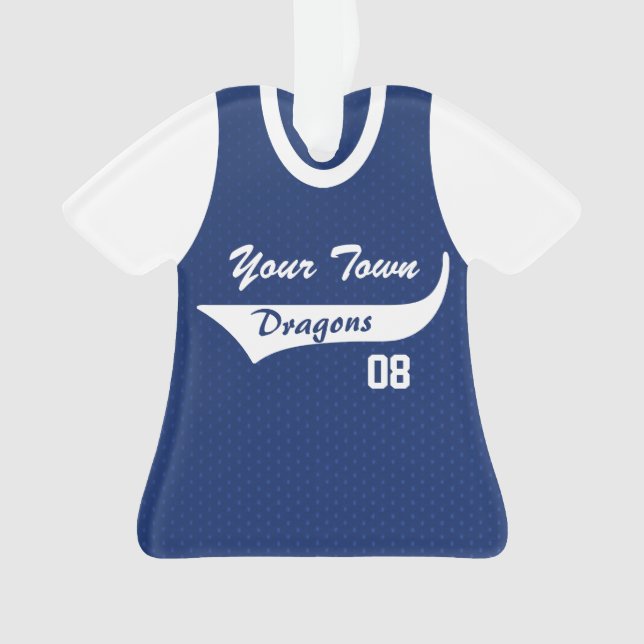 Baseball Jersey Blue with Photo Ornament (Front)