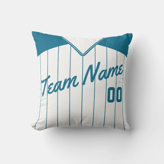 Baseball Jersey Custom Teal Pinstripes Template Cushion (Front)