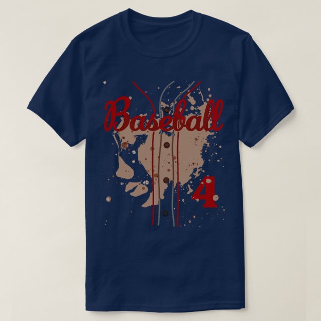 Baseball Jersey Number 4 Baseball Uniform Dirty Fu T-Shirt (Design Front)