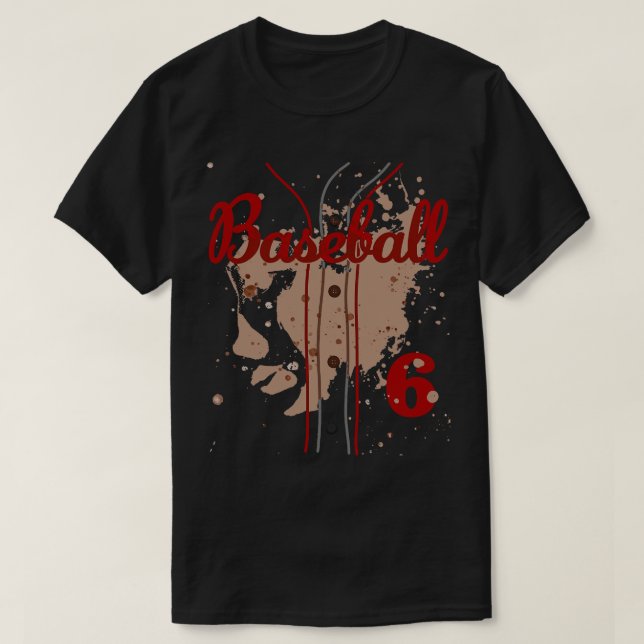 Baseball Jersey Number 6 Kids Baseball Uniform Dir T-Shirt (Design Front)