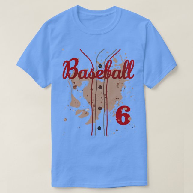 Baseball Jersey Number 6 Kids Baseball Uniform Dir T-Shirt (Design Front)
