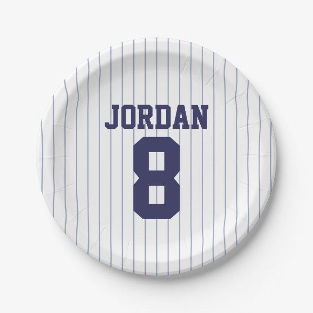 Baseball Jersey - Sports Theme Birthday Party Paper Plate (Front)