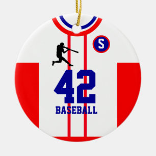 Baseball Jersey White Red Ornament