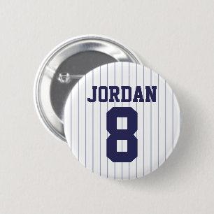 Baseball Jersey with Custom Name and Number 6 Cm Round Badge