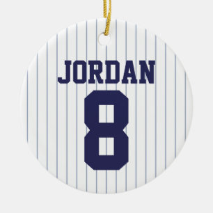 Baseball Jersey with Custom Name and Number Ceramic Tree Decoration