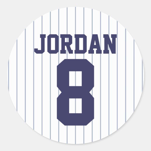 Baseball Jersey with Custom Name and Number Classic Round Sticker (Front)