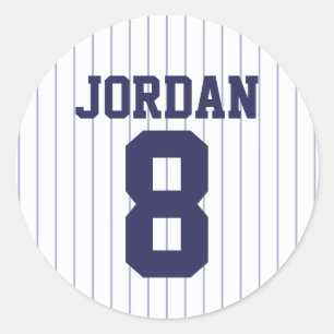 Baseball Jersey with Custom Name and Number Classic Round Sticker