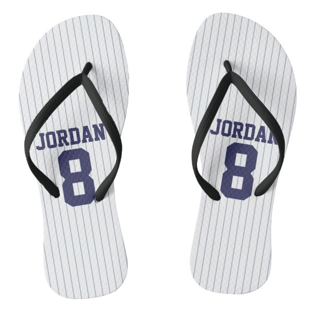 Baseball Jersey with Custom Name and Number Flip Flops (Footbed)