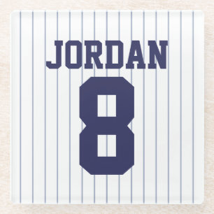 Baseball Jersey with Custom Name and Number Glass Coaster