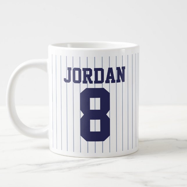 Baseball Jersey with Custom Name and Number Large Coffee Mug (Left)