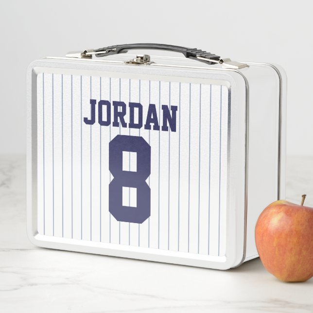 Baseball Jersey with Custom Name and Number Metal Lunch Box (In Situ)