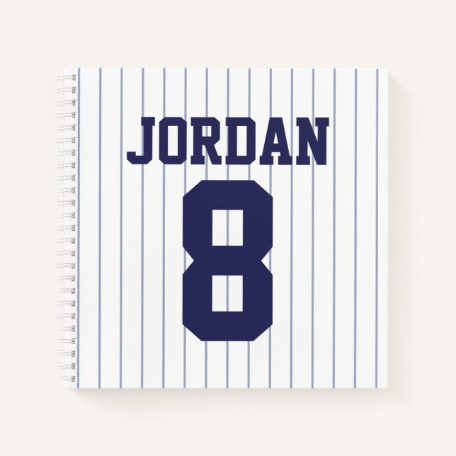 Baseball Jersey with Custom Name and Number Notebook (Front)
