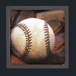 Baseball Jewellery Box<br><div class="desc">Baseball Ball & Glove Watercolor Effect Digital Art - US Popular Sports - American Popular Sports - US Baseball Artwork</div>
