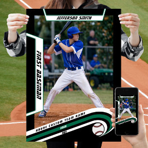 Baseball Keepsakes in Lively Green Black Custom  Poster