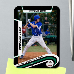 Baseball Keepsakes Lively Green Black Custom Magnet