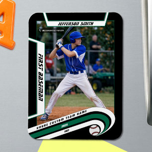 Baseball Keepsakes Lively Green Black Custom Magnet