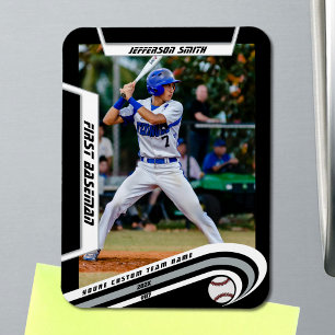 Baseball Keepsakes Lively Silver Black Custom Magnet