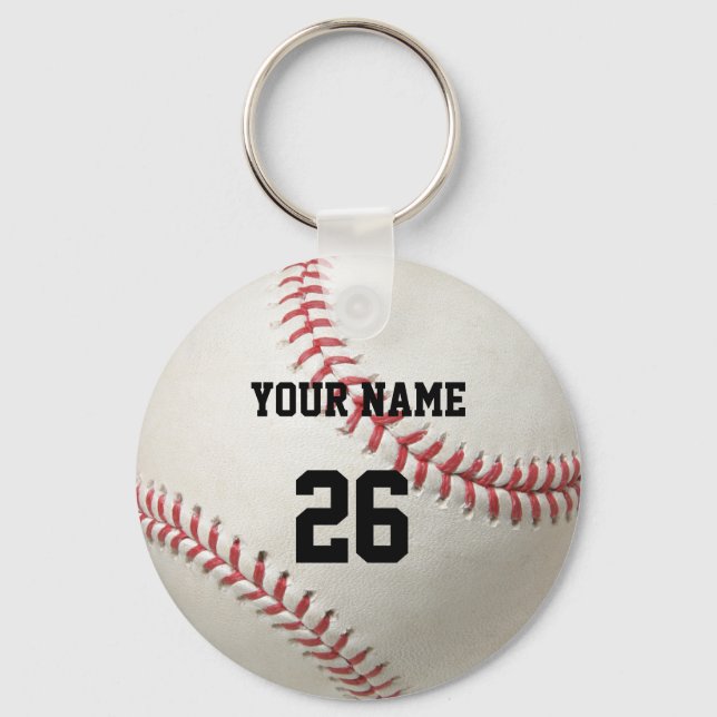 Baseball Keychain ID Tag YOUR NAME & Number (Front)