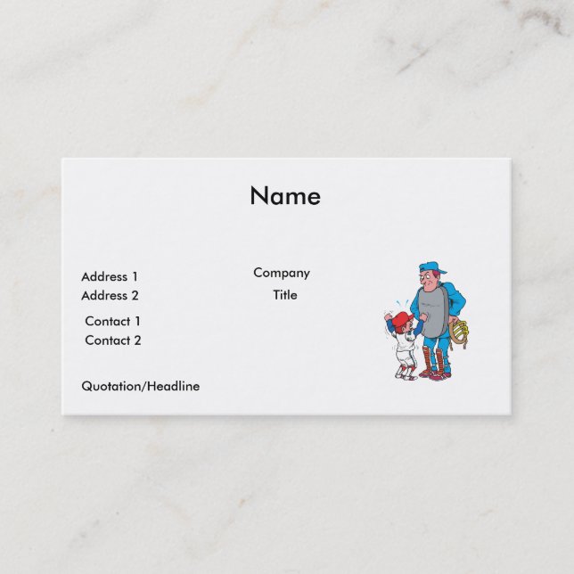 baseball kid arguing with the umpire business card (Front)