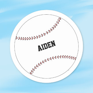 Baseball Kid Personalised Round Sticker