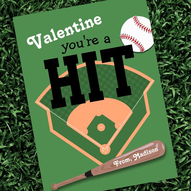 Baseball Kids Classroom Valentine Holiday Card (Creator Uploaded)