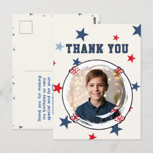 Baseball Kids Stars Birthday Thank you Photo  Postcard